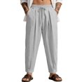 thumbnail image 1 of TANBOM Men's Loose Fit Cotton Casual Drawstring Pants, Gray, 1-Pack, 2XL, 1 of 8