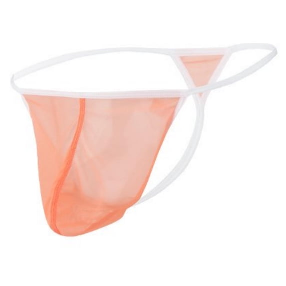 TANBOM Men's Low Rise Breathable Mesh Thong Underwear, Orange, 1-Pack, 3XL
