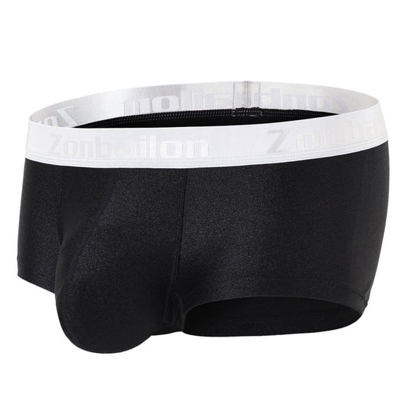 TANBOM Men's Low Rise Nylon Contour Pouch Boxer Briefs, Black, 1-Pack, M