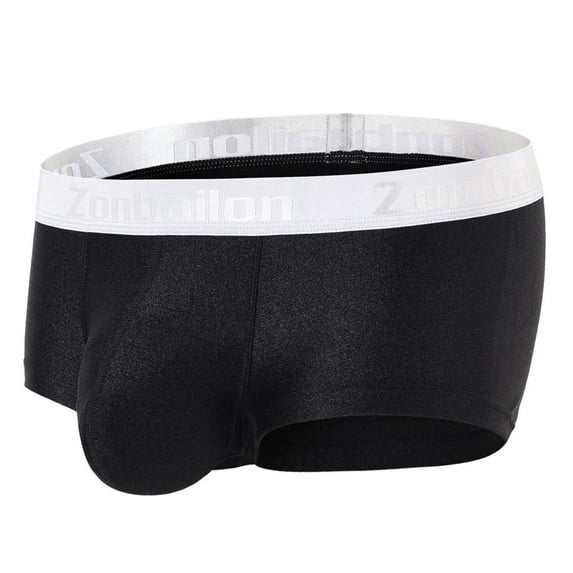 TANBOM Men's Low Rise Nylon Contour Pouch Boxer Briefs, Black, 1-Pack, M