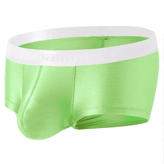TANBOM Men's Low Rise Nylon Contour Pouch Boxer Briefs, Fluorescent Green, 1-Pack, L