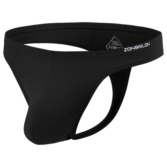 TANBOM Men's Low Rise Nylon Mesh Breathable Stretch Thong Underwear, Black, 1-Pack, M