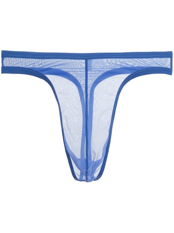Men's Mesh Lightweight Breathable Minimal Coverage Thong Underwear, Blue, 1-Pack, XL