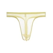 TANBOM Mens Mesh Breathable Lightweight Minimal Coverage Underwear, Yellow, 1 pack, Size XL