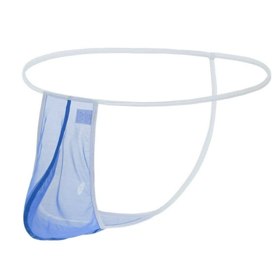 TANBOM Men's Mesh Ice Silk G-String Thong Underwear - Comfortable & Lightweight 1Pack Blue M