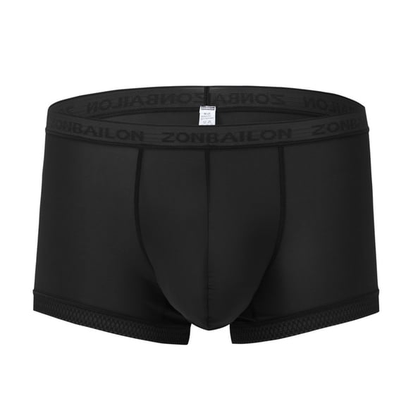 TANBOM Men's Nylon Mesh Breathable Boxer Briefs Underwear with Bulge Pouch, Black, 1-Pack, M