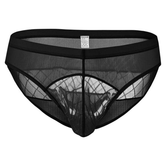 TANBOM Men's Nylon Mesh Breathable Pouch Brief Underwear, Black, 1-Pack, M