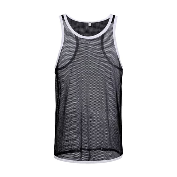 TANBOM Men's Nylon See Through Mesh Vest Transparent Lightweight Stylish Casual Comfort Black XL