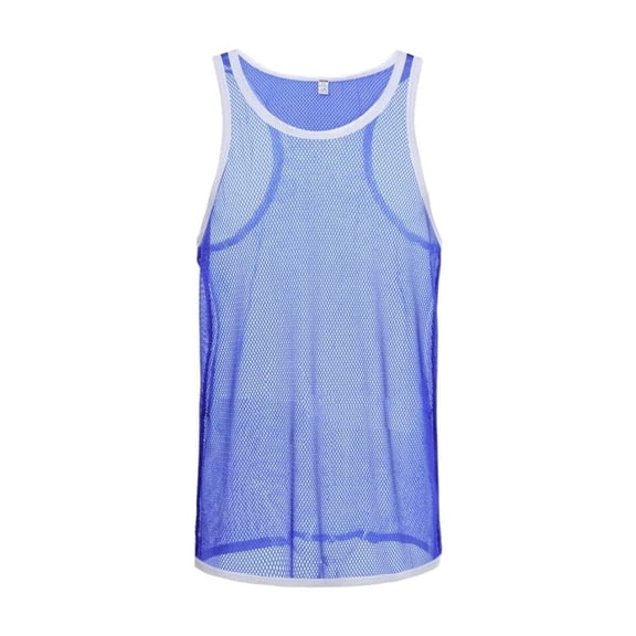 TANBOM Men's Nylon See Through Mesh Vest Transparent Lightweight Stylish Casual Comfort Blue XL