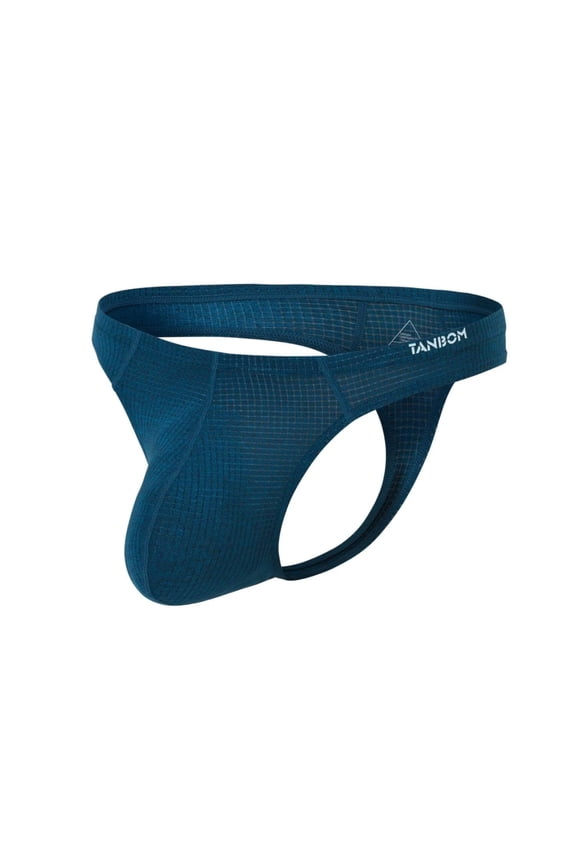 Men's Nylon Sexy G-String Thong Underwear Bulge Pouch Comfortable Breathable Tagless Blue L