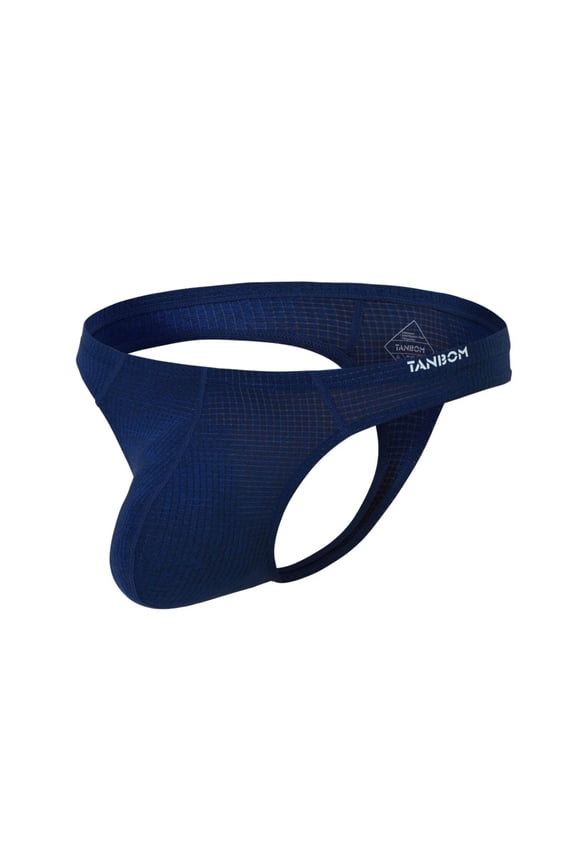 Men's Nylon Sexy G-String Thong Underwear Bulge Pouch Comfortable Breathable Tagless Indigo M