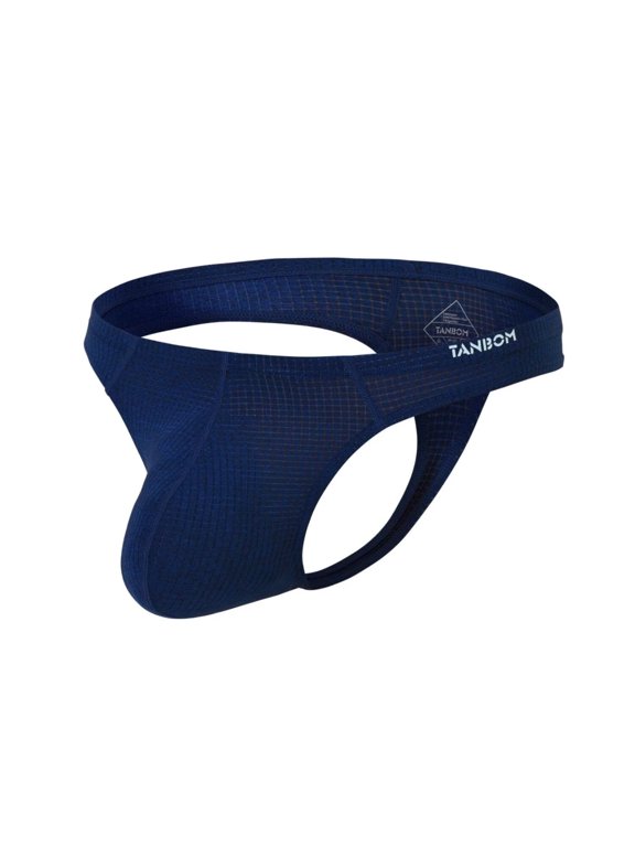 Men's Nylon Sexy G-String Thong Underwear Bulge Pouch Comfortable Breathable Tagless Indigo XL
