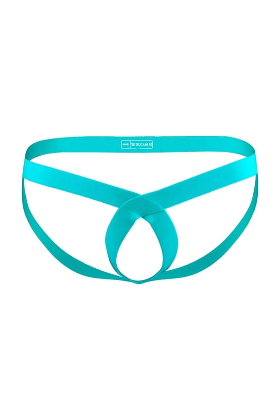Men's Nylon Sexy Thong Underwear All-Strap Special Design Breathable Stay-Put Lake Green M