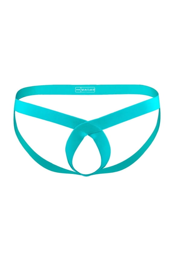 Men's Nylon Sexy Thong Underwear All-Strap Special Design Breathable Stay-Put Lake Green XXL