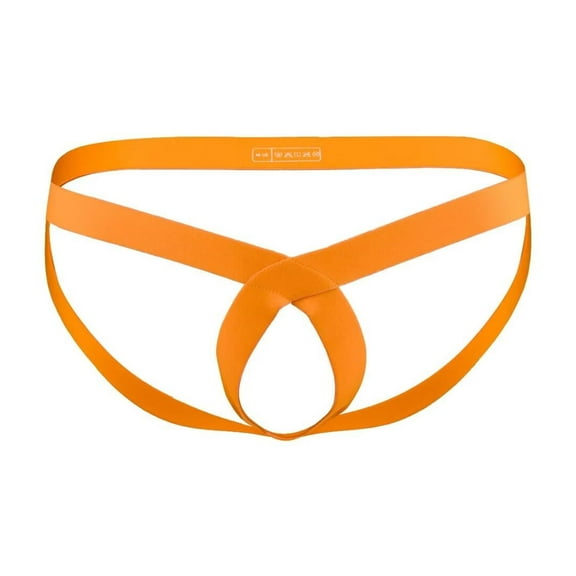 TANBOM Men's Nylon Sexy Thong Underwear All-Strap Special Design Breathable Stay-Put Orange L