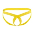 thumbnail image 1 of TANBOM Men's Cross Front Strap Ventilated Pouch Nylon Stretch Thong Underwear, Yellow,1-Pack, XXL, 1 of 6