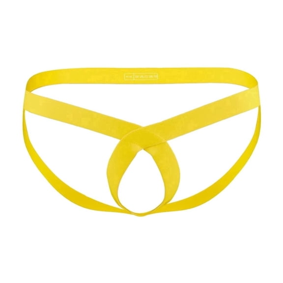 TANBOM Men's Nylon All-Strap Special Design Breathable Thong Underwear Yellow XXL