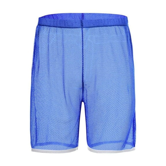 TANBOM Men's Nylon Stylish Five Mesh Shorts Lightweight Breathable Comfortable Blue M