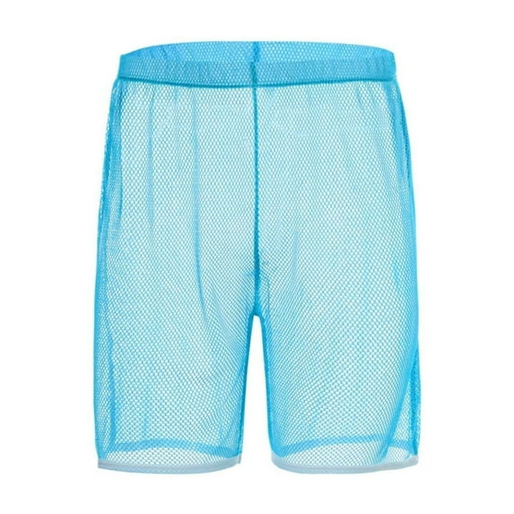 TANBOM Men's Nylon Stylish Five Mesh Shorts Lightweight Breathable Comfortable Lake Blue M