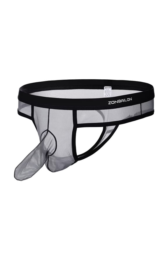 Men's Nylon T-Back Thong Underwear - Soft, Breathable & Comfortable Dark Grey XXL