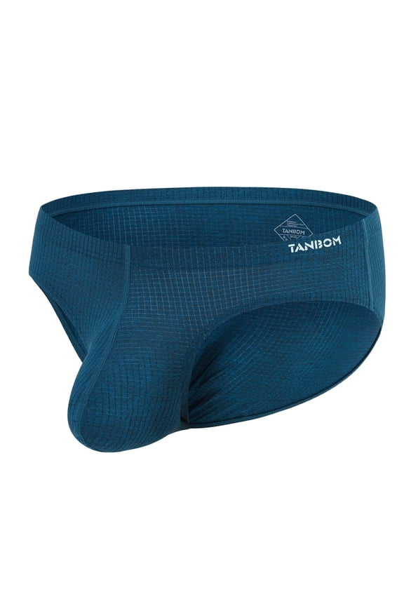 Men's Nylon Tagless Triangle Underwear Comfort Deaign Sea Blue M