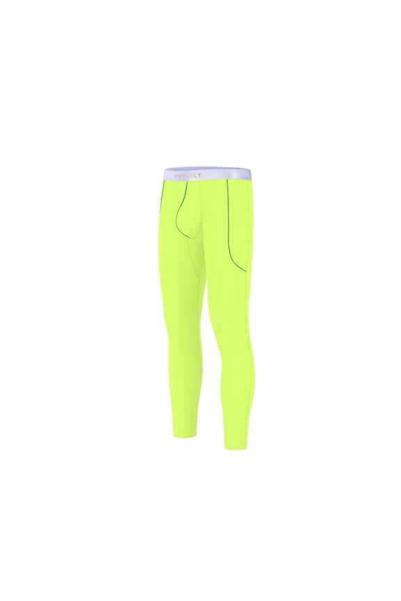 Men's Nylon Thermal Pants Big Pouch Stylish Design Comfort Warmth Elasticity Breathability Fluorescent Green 2XL