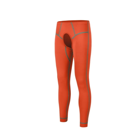 TANBOM Men's Nylon Thermal Pants Comfortable Open Crotch Warm Elasticity Breathability Stylish Colors Orange XL