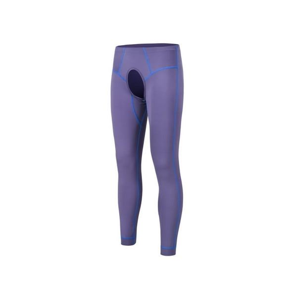 TANBOM Men's Nylon Thermal Pants Comfortable Open Crotch Warm Elasticity Breathability Stylish Colors Purple L