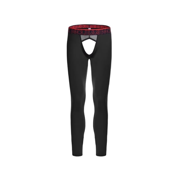 TANBOM Men's Nylon Thermal Pants Open Crotch Stylish Design with Mesh Butt for Comfort Warmth Elasticity Breathability Black S
