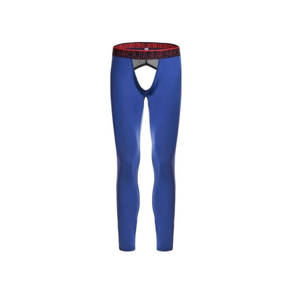 TANBOM Men's Nylon Thermal Pants Open Crotch Stylish Design with Mesh Butt for Comfort Warmth Elasticity Breathability Blue M