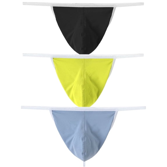 TANBOM Men's Underwear Breathable Lightweight Black/Yellow/Light Blue 3-Pack L