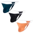thumbnail image 1 of TANBOM Men's Nylon Thong Sexy Underwear Soft Big Pouch Breathable Tagless Black Orange Green XL, 1 of 6