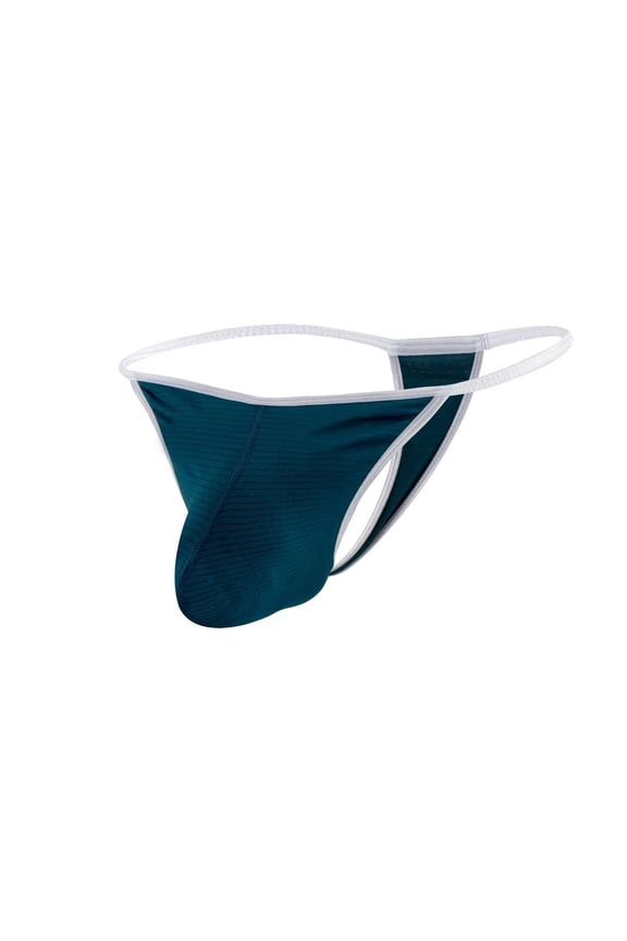 Men's Nylon Thong Sexy Underwear Soft Big Pouch Breathable Tagless Green XL