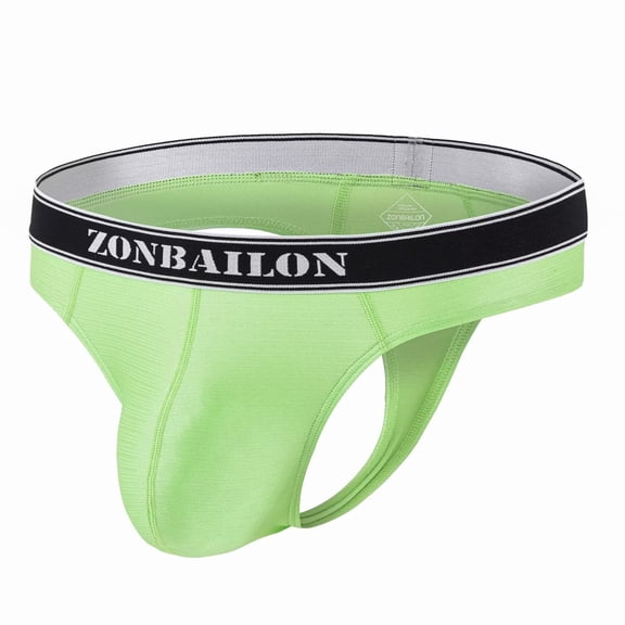 TANBOM Men's Nylon Thong Underwear Bulge Enhancing Tagless Comfortable Design Fluorescent Green M