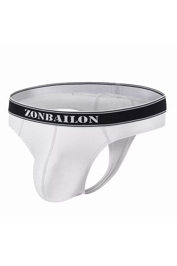 Men's Nylon Thong Underwear Bulge Enhancing Tagless Comfortable Design White XXL