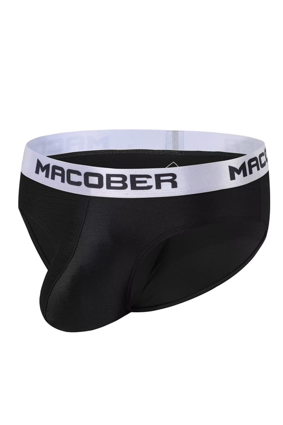 Men's Nylon Triangle Underwear Breathable Tagless Design Comfortable Black XL