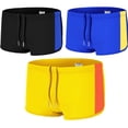 thumbnail image 1 of TANBOM Men's Polyamide Boxer Swim Trunks Adjustable Drawstring Breathable Lightweight Black Blue Yellow 2XL, 1 of 6