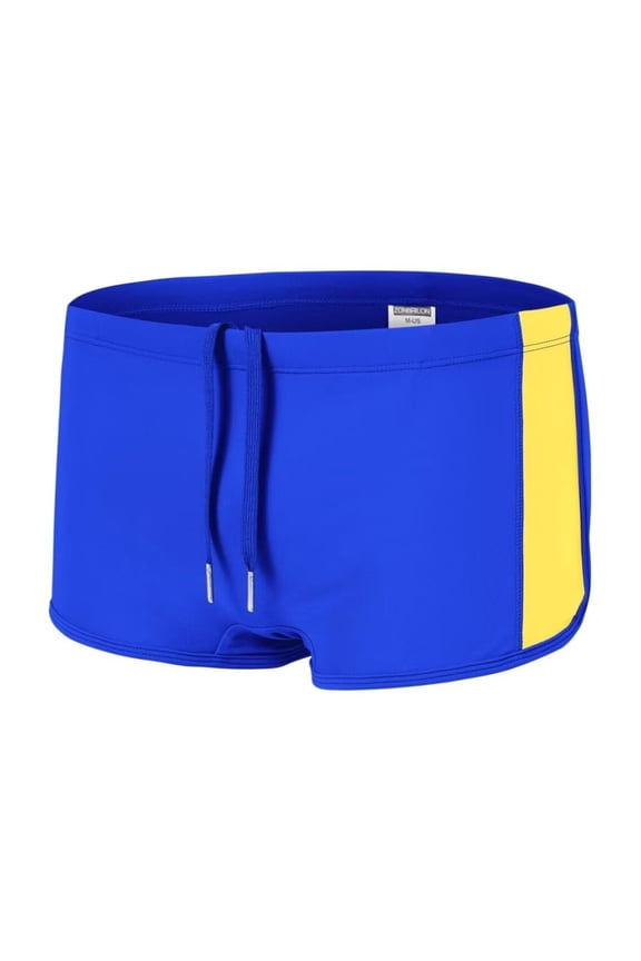 Men's Polyamide Boxer Swim Trunks Adjustable Drawstring Breathable Lightweight Blue M