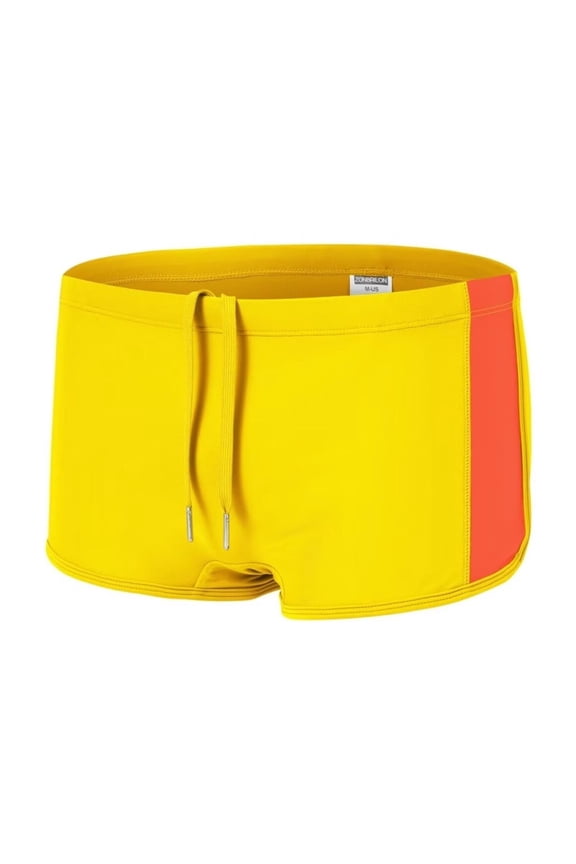 Men's Polyamide Boxer Swim Trunks Adjustable Drawstring Breathable Lightweight Yellow M