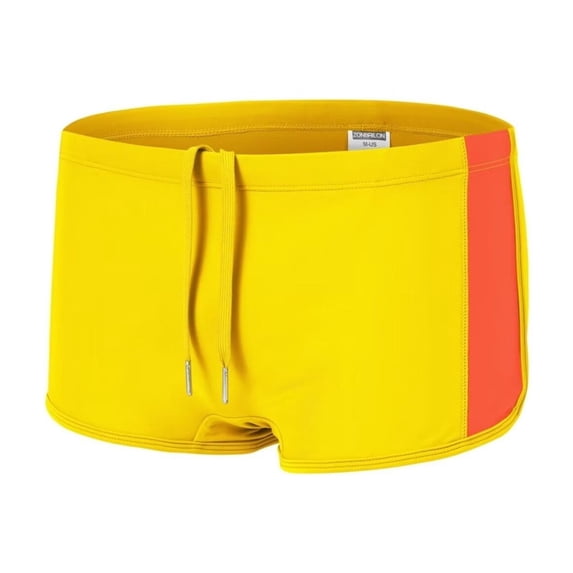 TANBOM Men's Polyamide Boxer Swim Trunks Adjustable Drawstring Breathable Lightweight Yellow XL