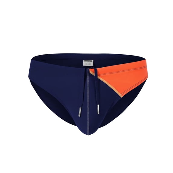 TANBOM Men's Polyamide Sexy Drawstring Triangle Swim Trunks Lightweight Comfortable DarkBlue L
