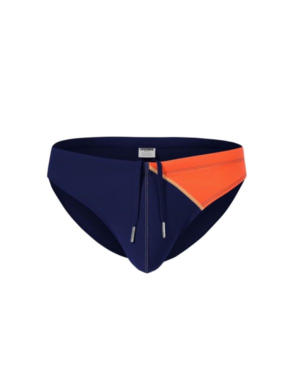 Men's Polyamide Sexy Drawstring Triangle Swim Trunks Lightweight Comfortable DarkBlue L