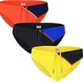 thumbnail image 1 of TANBOM Men's Polyamide Sexy Drawstring Triangle Swim Trunks Lightweight Comfortable Orange Black Yellow L, 1 of 5