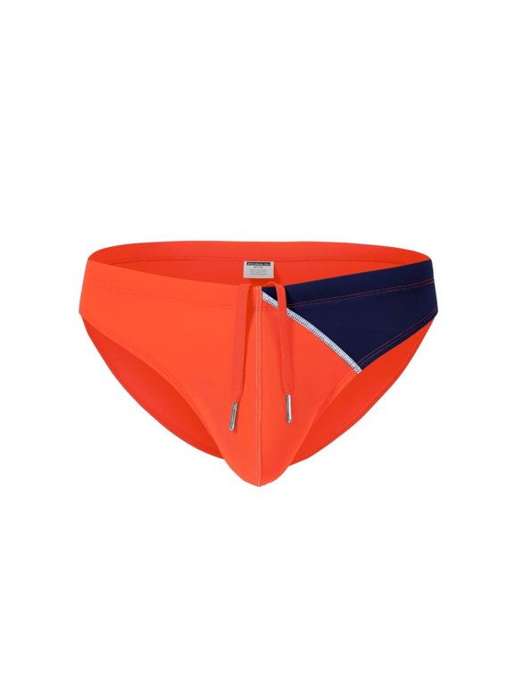 Men's Polyamide Sexy Drawstring Triangle Swim Trunks Lightweight Comfortable Orange L