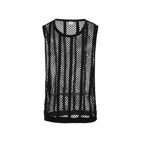 TANBOM Men's Polyester See Through Vest Lightweight Breathable Stylish Casual Comfort Black XL