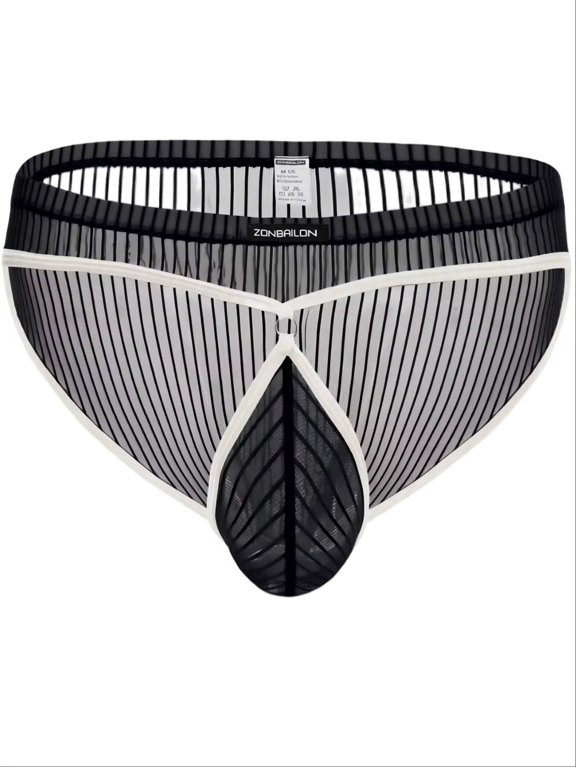 Men's Regular Triangle Mesh Underwear Breathable Black M 1-pack