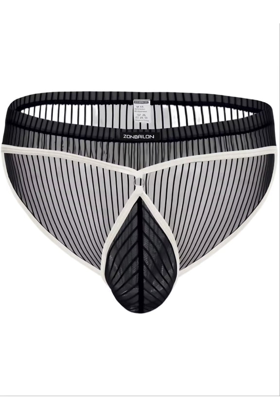 Men's Regular Triangle Mesh Underwear Breathable Black S 1-pack