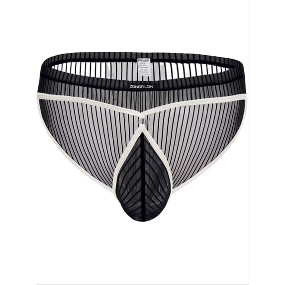 TANBOM Men's Regular Triangle Mesh Underwear Breathable Black S 1-pack