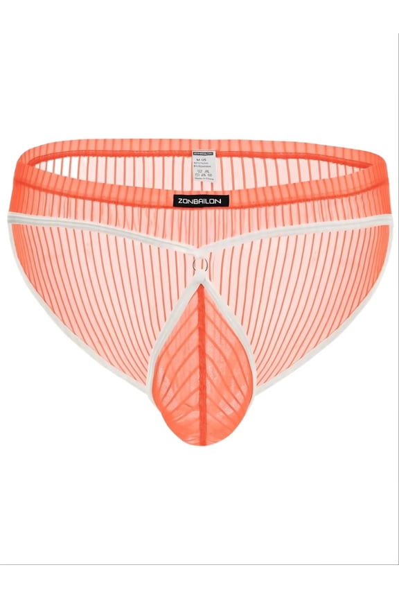 Men's Regular Triangle Mesh Underwear Breathable Orange XL 1-pack