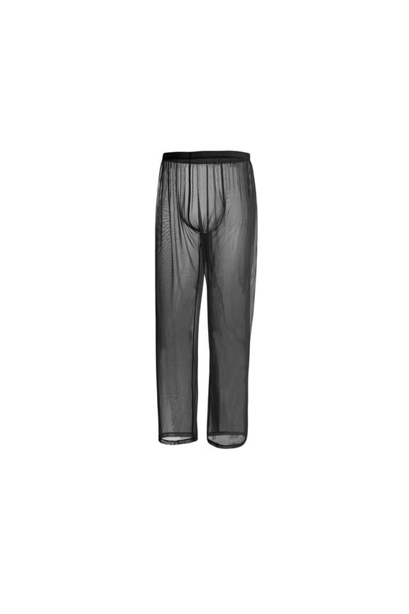 Men's See Through Mesh Long Pants Lightweight Breathable Comfortable Black L